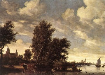 Salomon van Ruysdael Painting - The Ferry Boat landscape Salomon van Ruysdael